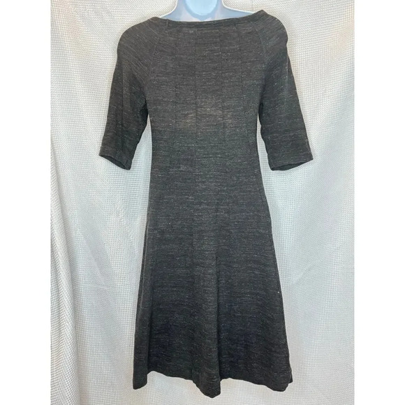 Ganni Womens Fit and Flare Midi Jersey Dress Scooped Neck Minimalist SIZE XS/S - Picture 2 of 6